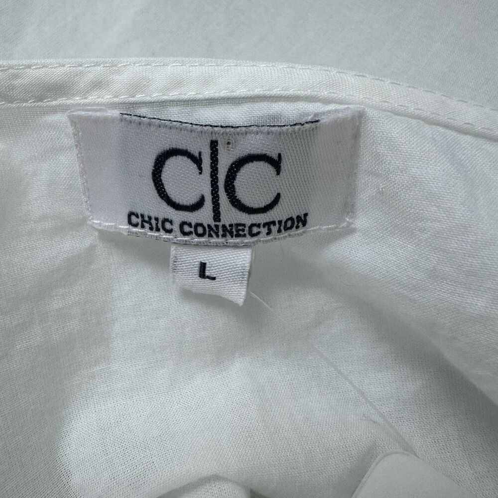 CC Chic Connection Women's‎ L Short Sleeve Embroidered Top White Cotton Coastal - Picture 4 of 11